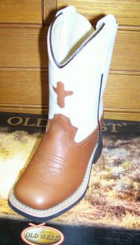 Old West Children Square Toe Boots with Cross